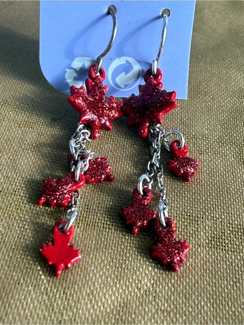 Red Maple Leaf Dangle Earrings Set - Women Jewelry
